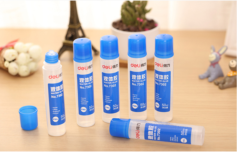 得力(deli）胶水高粘度液体胶 办公室学习通用胶水 50ml 24只装  7302