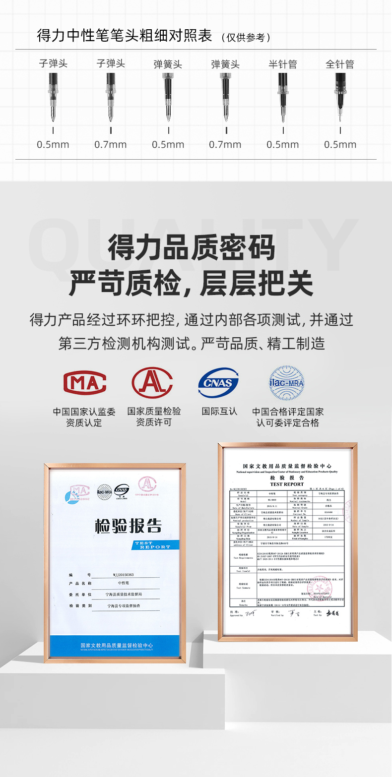 得力（deli）中性笔子弹头经典按动中性笔水笔签字笔 办公学习用笔 0.5mm (黑) 12支装 S01