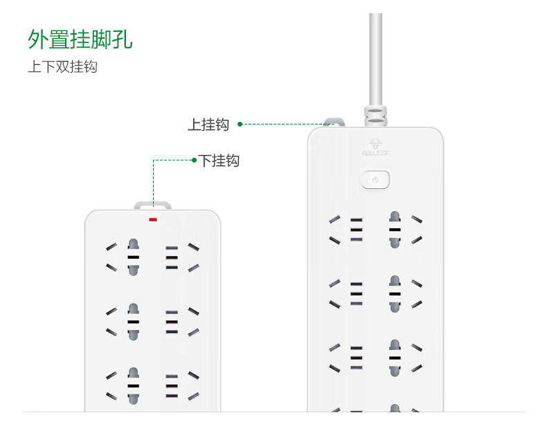 公牛（BULL）新国标插座防触电保护门8位总控插线板3米插线排GN-217