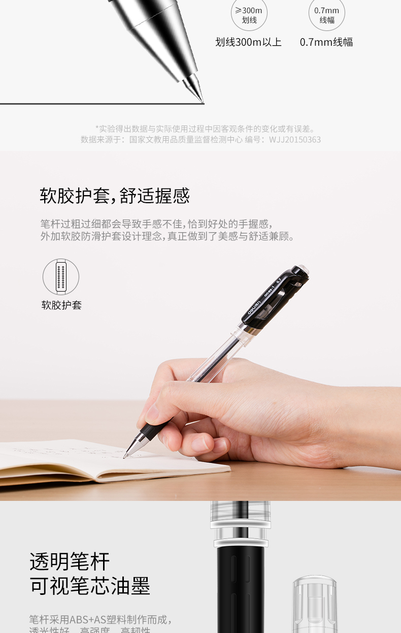 得力（deli） 中性笔签字笔办公文具子弹头中性笔 0.7mm黑色签字笔 12支/盒S20  12支装