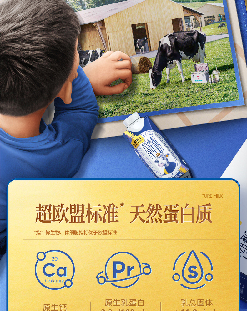 认养一头牛A2β-酪蛋白高端纯牛奶250ml * 10盒*2提