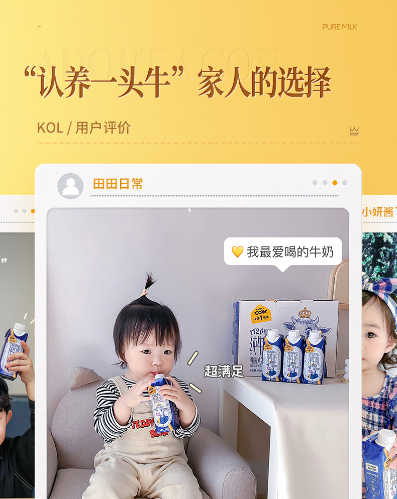 认养一头牛A2β-酪蛋白高端纯牛奶250ml * 10盒*2提