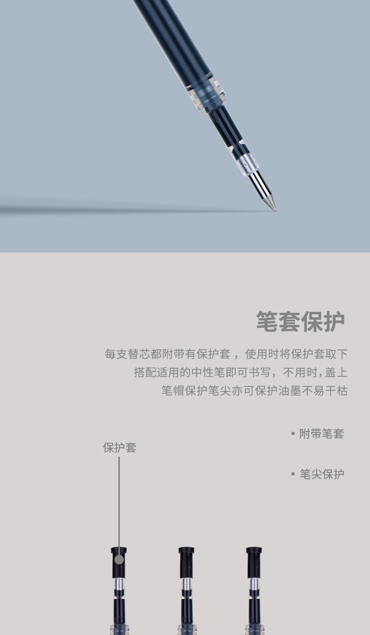 得力（deli）笔芯按动签字笔笔芯办公文具0.5mm碳素笔笔芯20支/盒 (黑) S206 20支装