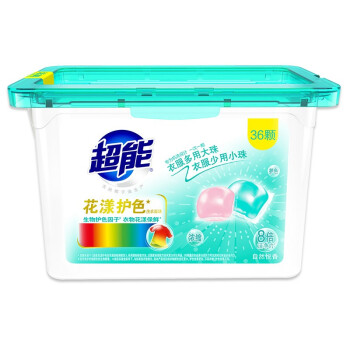 超能洗衣液新品花漾护色酵素洗衣凝珠420g(12+24颗)超能花漾护色洗衣凝珠