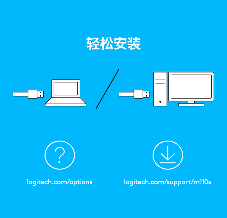 罗技（Logitech）M110 鼠标 有线鼠标 办公鼠标 对称鼠标 黑色