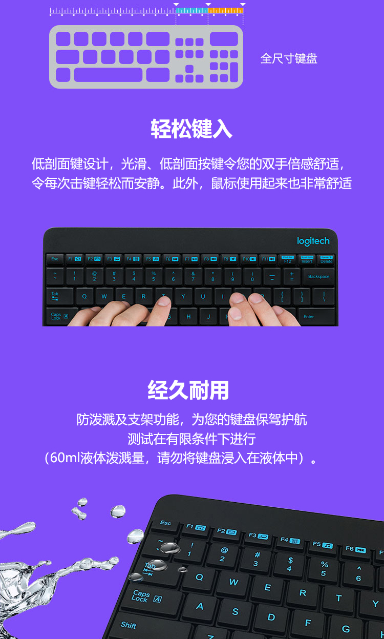 罗技（Logitech）MK245 Nano 键鼠套装 无线键鼠套装 办公键鼠套装 带无线2.4G接收器 黑色