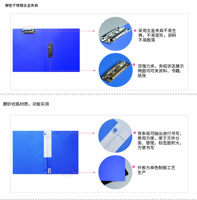 得力(deli)A4双强力夹双强夹 文件资料收纳分类办公学习用品(黑）5只装 5302