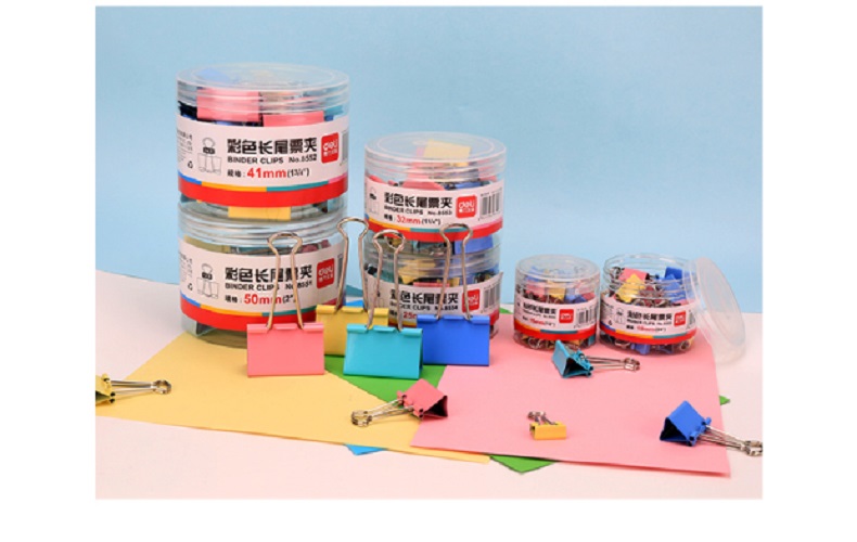 得力(deli) 长尾夹41mm彩色燕尾夹长尾票夹资料夹子(24只/筒)办公用品 3筒装 8552