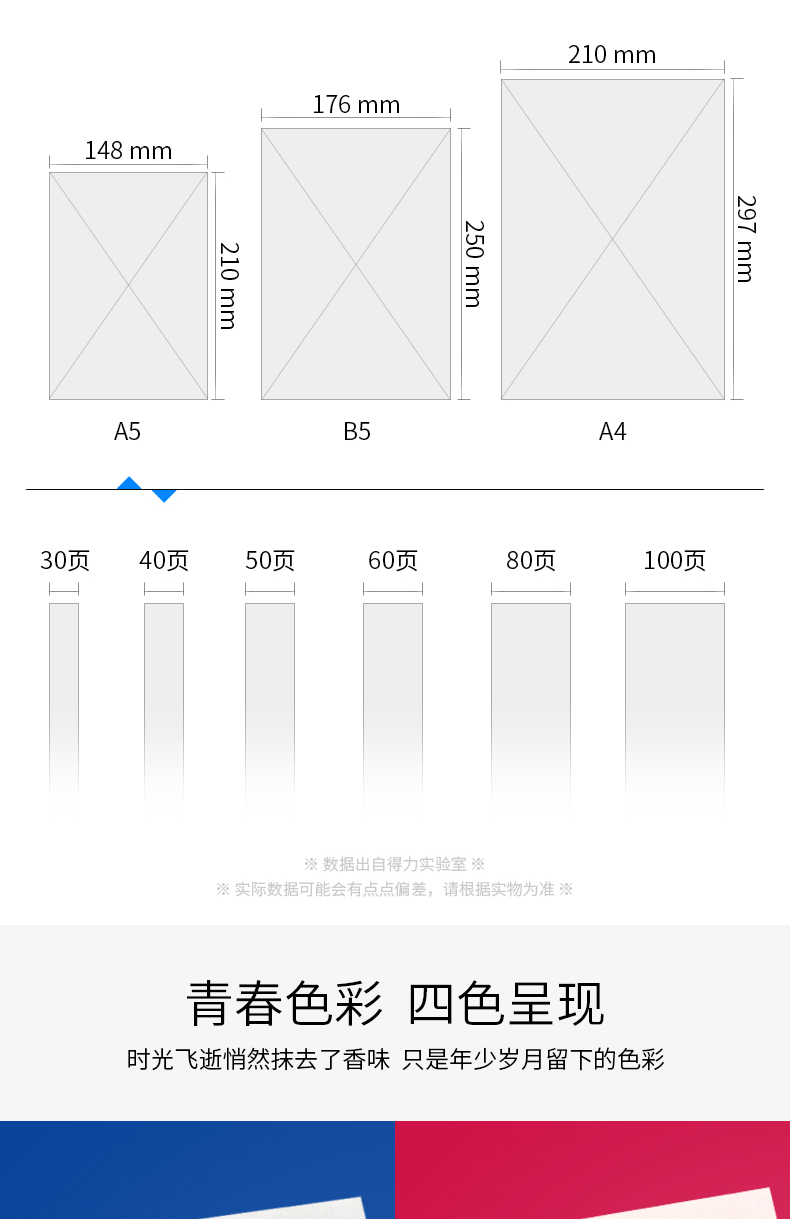 得力（deli）记事本A5/40页无线装订本办公用品学生记事本软抄本(混)12本装 7651