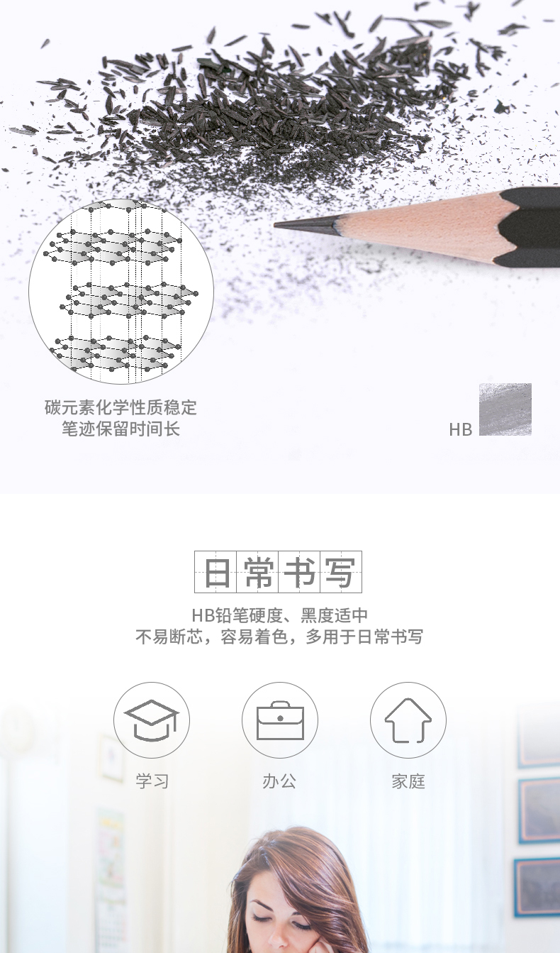 得力（deli） 铅笔高级绘图铅笔学生文具HB书写绘图铅笔（50支/筒) 1筒装 58114