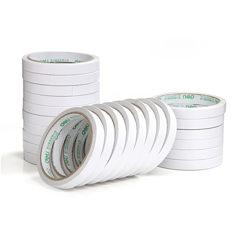 得力（deli）双面胶双面棉纸胶带9mm*10y双面胶(32卷/袋)办公用品 6袋装 30400