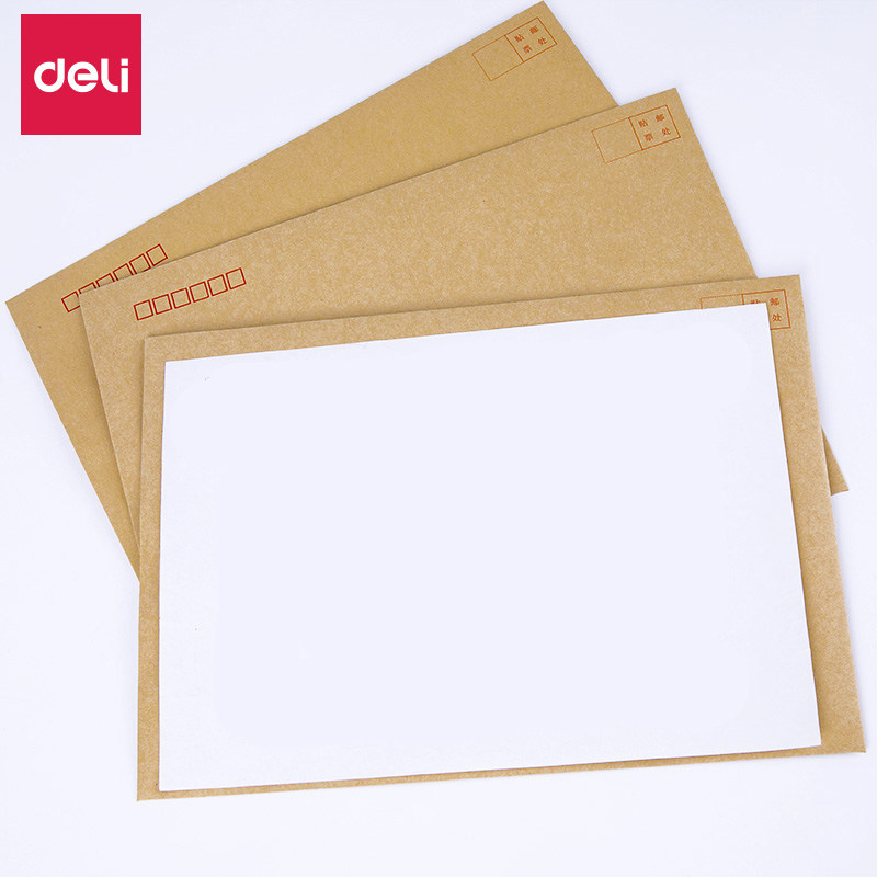 得力（deli）信封A4-9号牛皮信封邮局标准信封229*324mm(40个/包)办公用品 5包装 25201