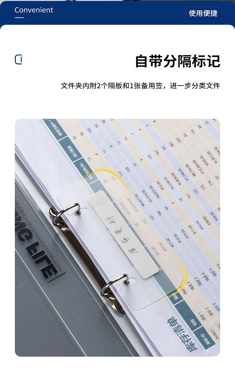 得力（deli）A4透明塑料D型两孔文件夹资料夹活页打孔文件夹办公学习用品 5381 1个装