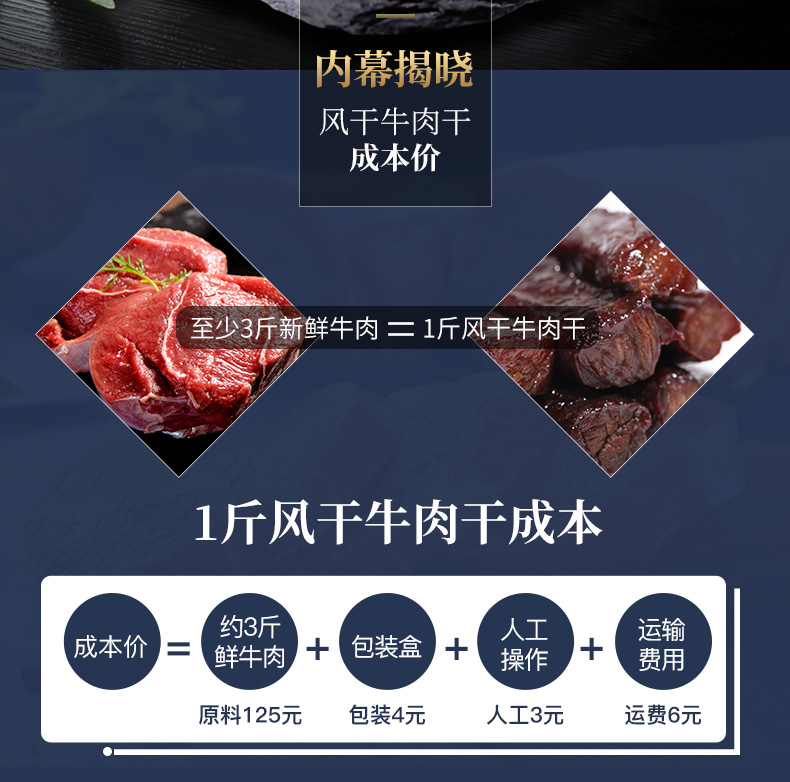 蒙都内蒙特产肉干肉脯休闲零食 七成干风干牛肉干500g（散装称重）