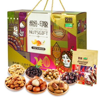 首粮坚果礼盒 每日坚果休闲零食干果炒货大礼包年货礼盒 缤纷印象1200g