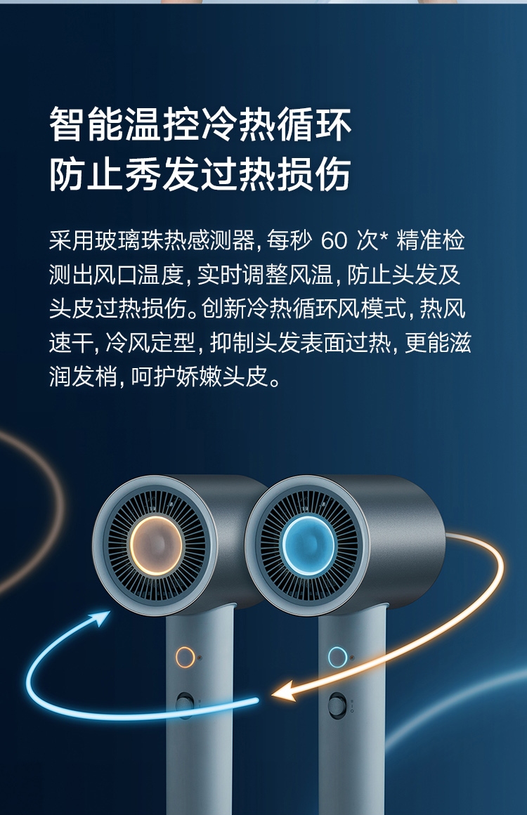 米家 小米电吹风机 家用便携吹风筒 双水离子护发 金属机身磁吸风嘴 大功率速干智能温控 H500