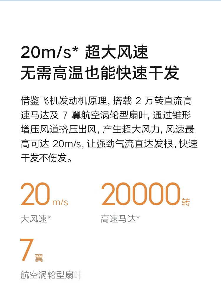 米家 小米电吹风机 家用便携吹风筒 双水离子护发 金属机身磁吸风嘴 大功率速干智能温控 H500