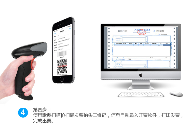 歌派（GEPAD）扫描枪 有线一二维码扫码枪 商超收银开票扫码器 快递仓储条码枪 医保电子凭证码健康码 Y-230