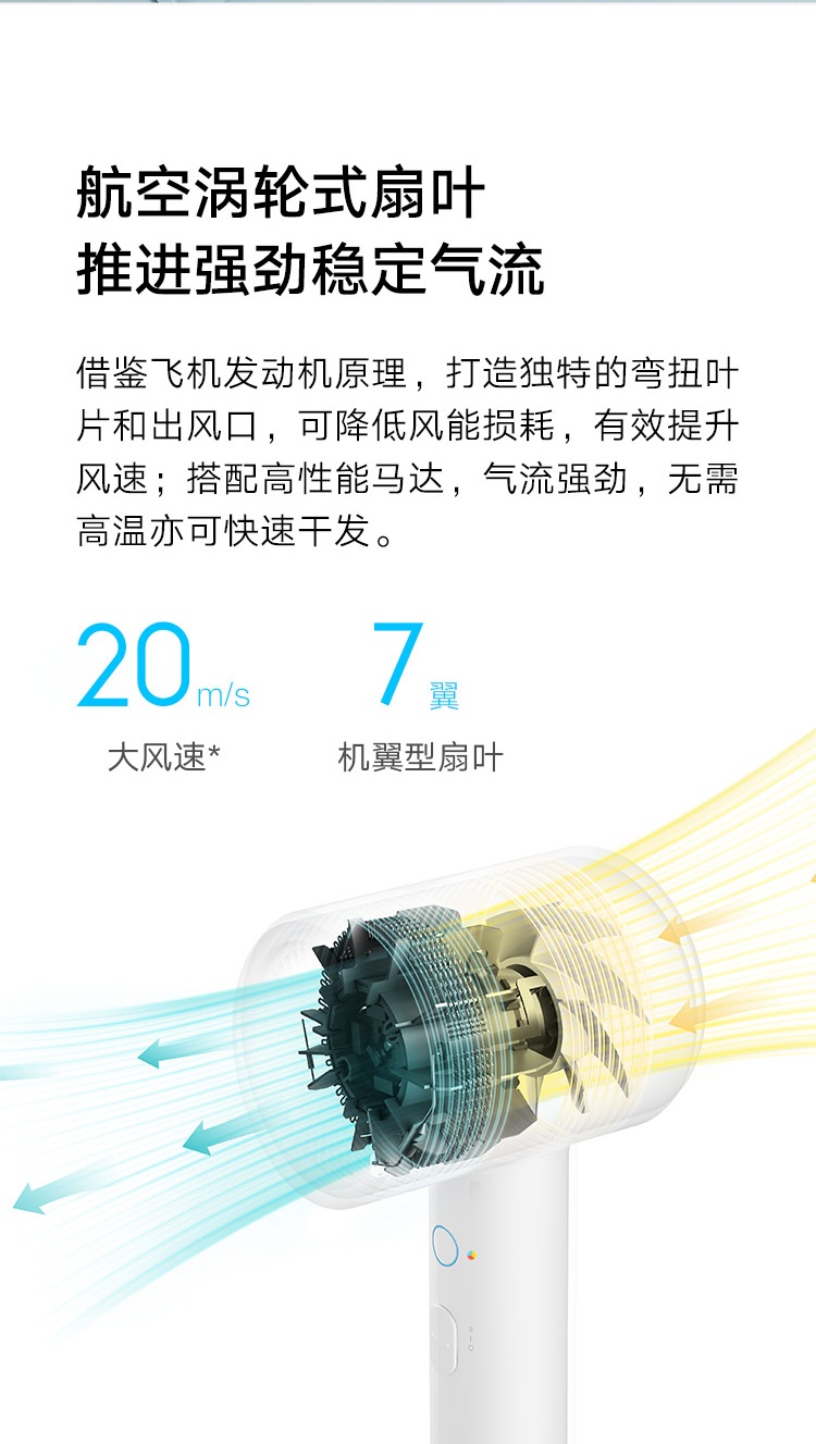 米家 小米电吹风机家用吹风筒 负离子大风量 H300