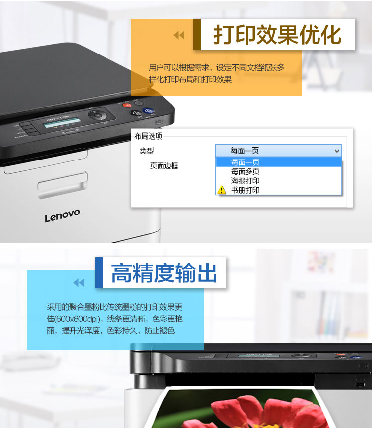 联想（Lenovo）CM7110W 彩色激光有线网络+无线WiFi打印多功能一体机 办公商用家用彩色打印