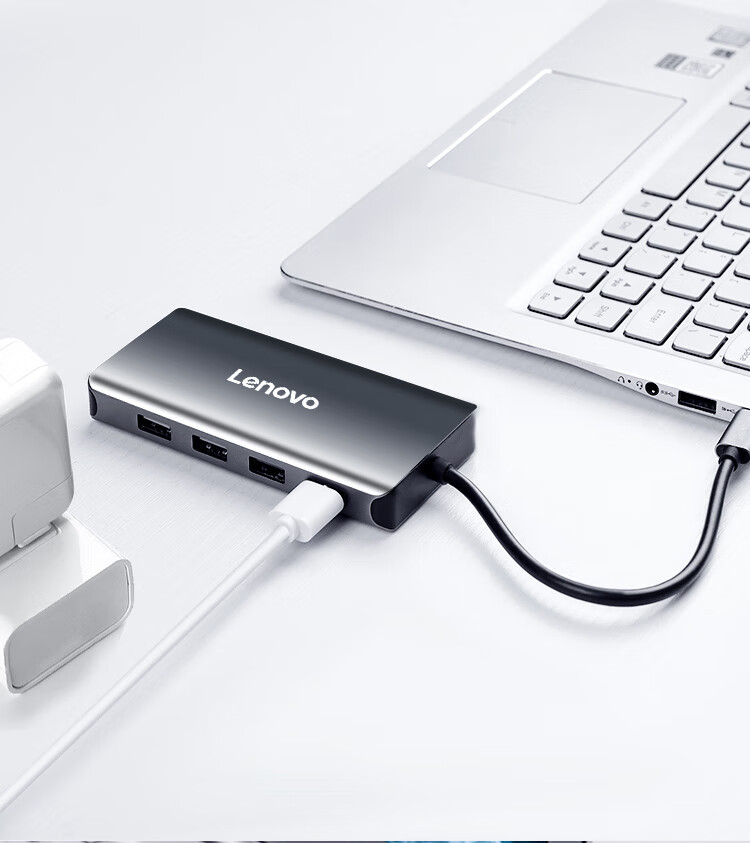 联想（Lenovo）USB-C转HDMI / VGA转接头千兆网口网线转换器HUB LX0801 1个