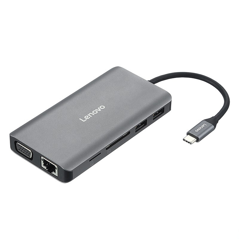 联想（Lenovo）USB-C转HDMI / VGA转接头千兆网口网线转换器HUB LX0801 1个