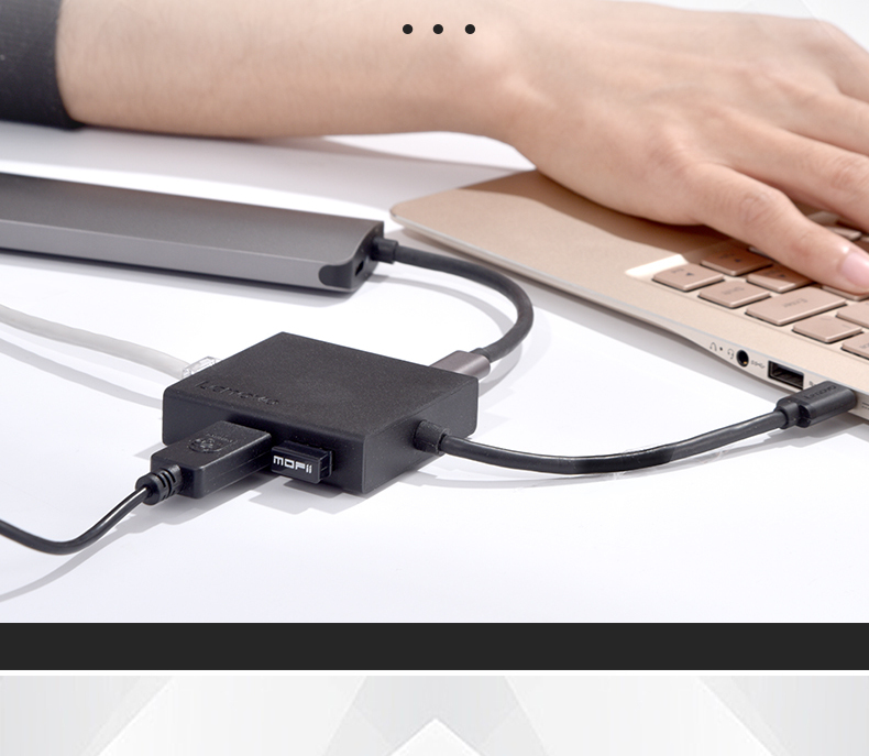 联想（Lenovo）USB-C扩展坞Type-C转千兆网口以太网 带PD充电口 C130 黑色