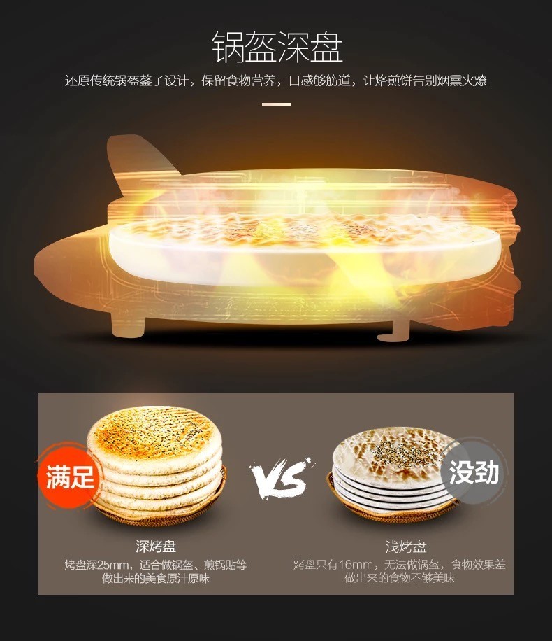 美的Midea煎烤机JS3401电饼铛家用早餐机智能版煎烤机大烤盘烙饼机
