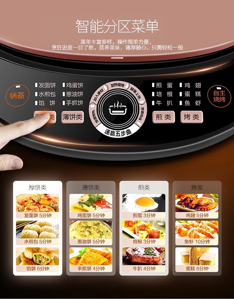 美的Midea煎烤机JS3401电饼铛家用早餐机智能版煎烤机大烤盘烙饼机
