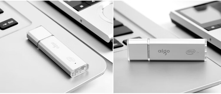 爱国者（aigo）128GB USB3.0 U盘 U320商务款 银色 金属机身 LED工作指示灯