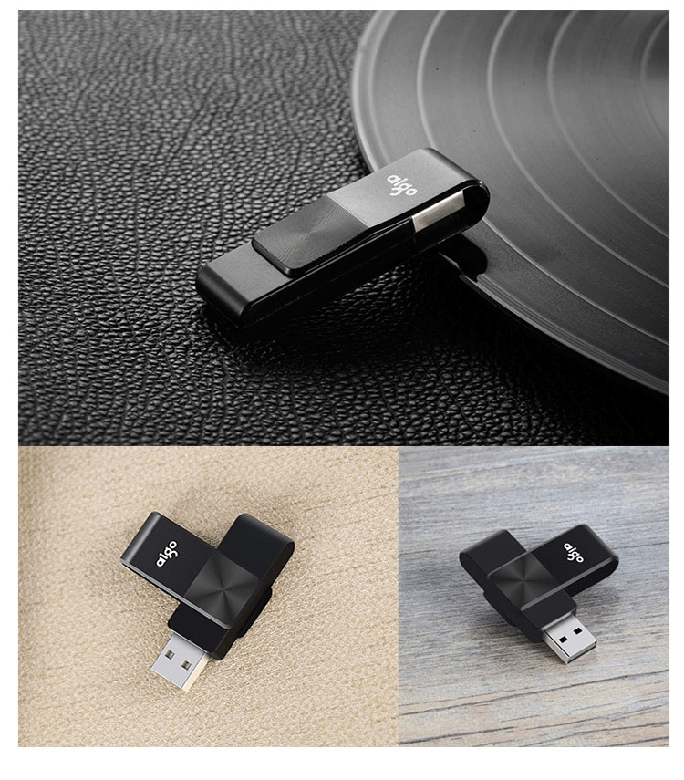 爱国者（aigo）U266 USB2.0 64G U盘 旋转防护 黑色 CD纹防滑设计 64GB