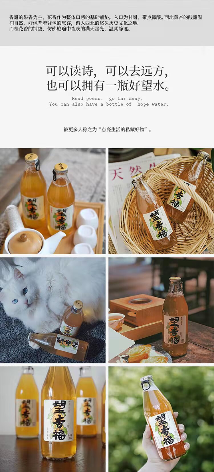 好望水 望杏福杏子果汁 气泡原果熬制好望水饮品果蔬汁水果饮果汁汽水300ml*6瓶整箱装