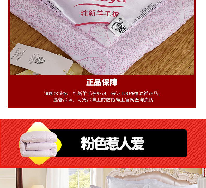 恒源祥家纺冬季保暖羊毛被 纯新超柔羊毛被1DH1312