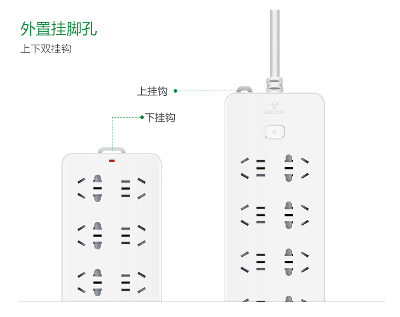 公牛（BULL）新国标插座防触电保护门8位总控插线板5米插线排GN-217