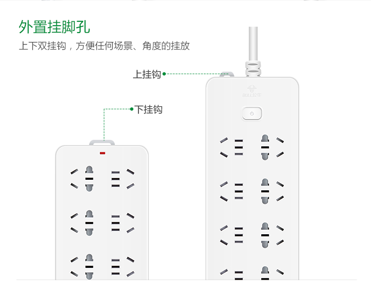 公牛（BULL）新国标插座超功率过载保护5位插线板5米插排分控独立开关GN-312