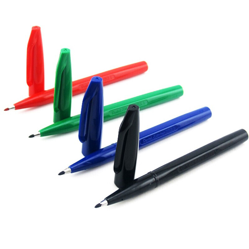 派通（Pentel）绘图笔速写笔办公签字笔勾线笔2.0mm草图笔红色12支单盒装S520-B