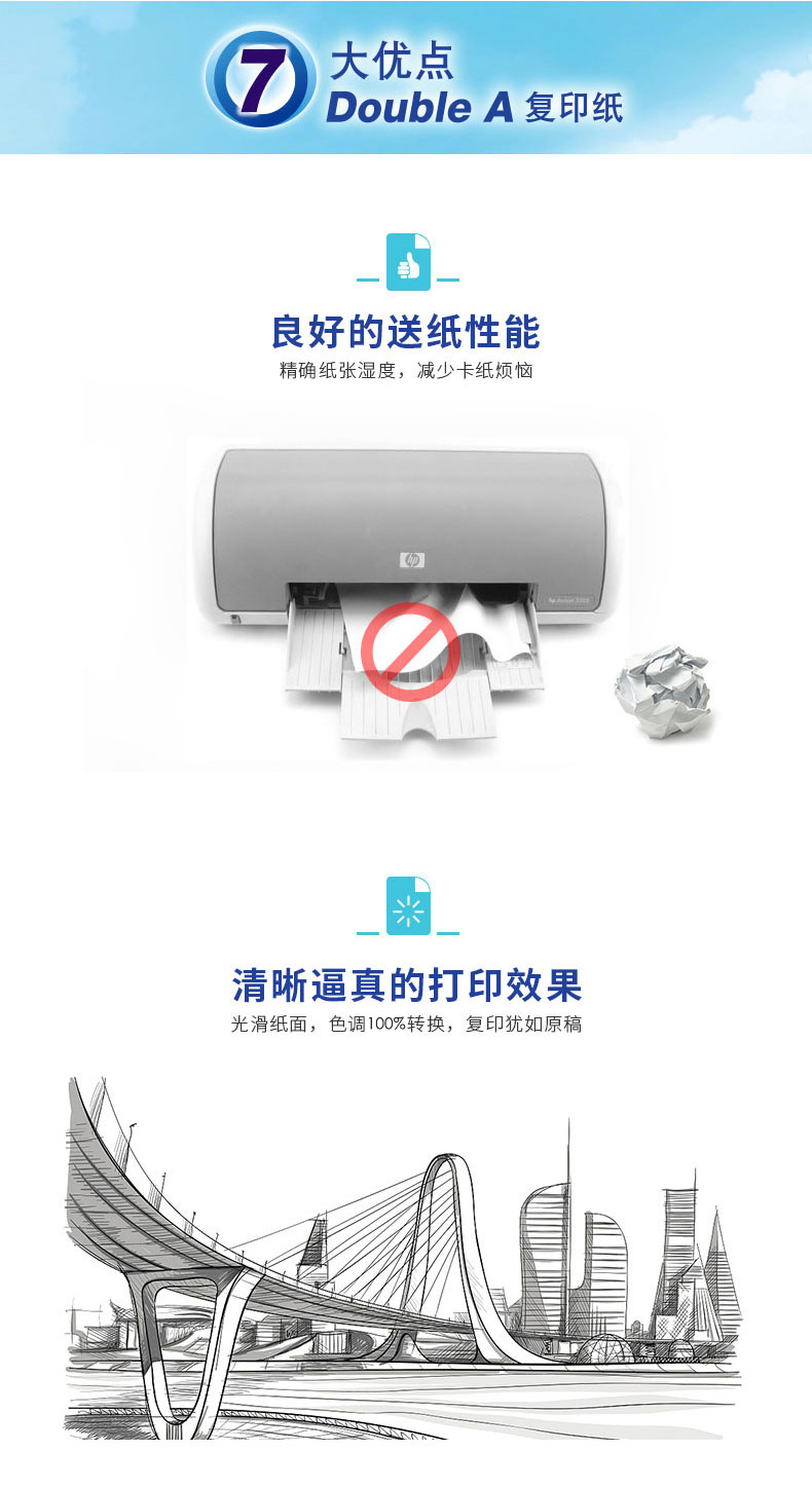 Double A复印纸70g A3打印纸500张/包 进口复印纸 打印纸 5包/箱（共计2500张）