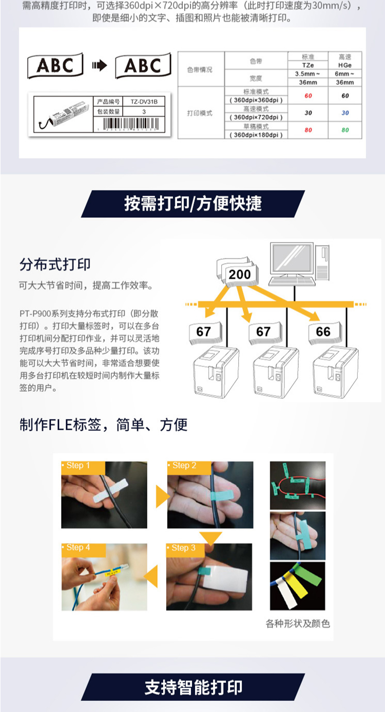 兄弟（brother）标签机便携携带式不干胶标签打印机办公商用打印  PT-P900