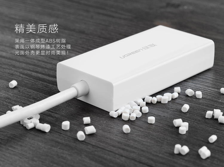 绿联（UGREEN）mini dp转hdmi苹果电脑投影仪微软mac笔记本连接线通用 苹果转HDMI+VGA+DVI白20418