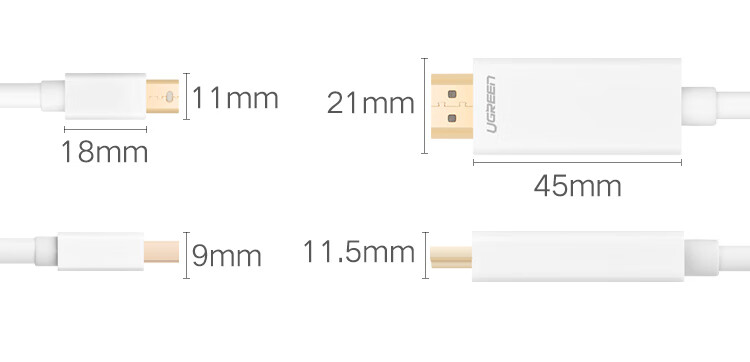 绿联（UGREEN）Mini DP转HDMI转换线 适用苹果Mac微软笔记本迷你dp雷电接口电脑接投影仪扩展坞黑10450