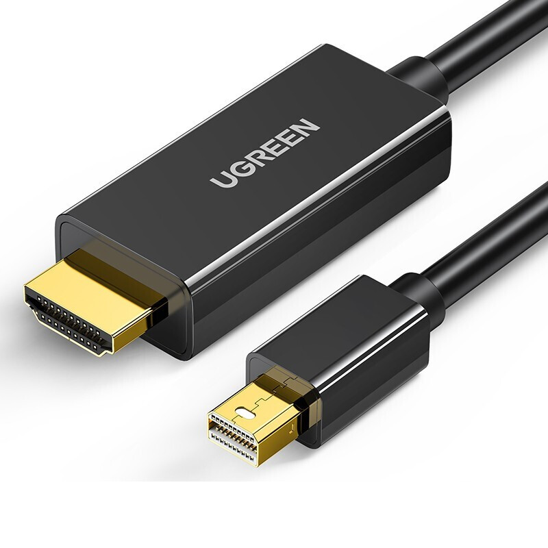 绿联（UGREEN）Mini DP转HDMI转换线 适用苹果Mac微软笔记本迷你dp雷电接口电脑接投影仪扩展坞黑10450