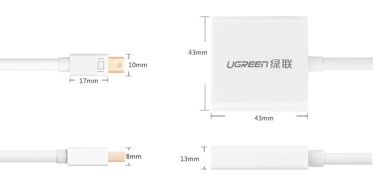 绿联（UGREEN）Mini DP转DVI转换器 迷你dp雷电转接头 支持苹果微软Surface笔记本电脑接显示器投影仪10402