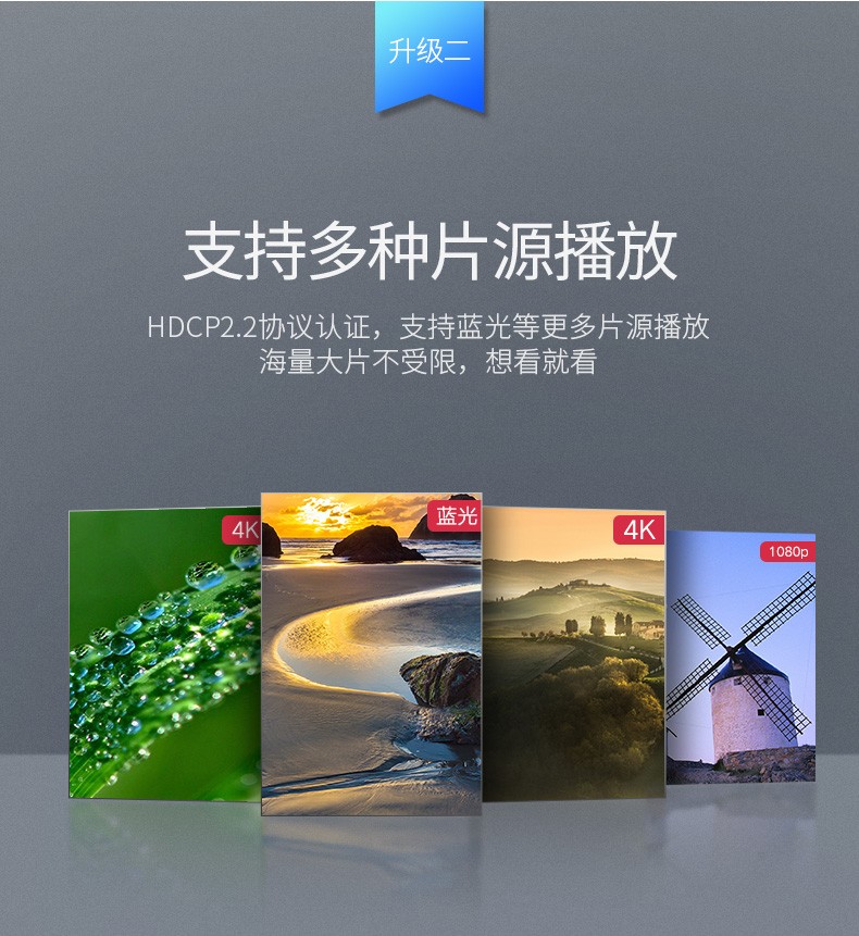 绿联（UGREEN)HDMI2.0分配器1进4出4K高清视频分屏器 笔记本电脑机顶盒接电视投影仪 50708