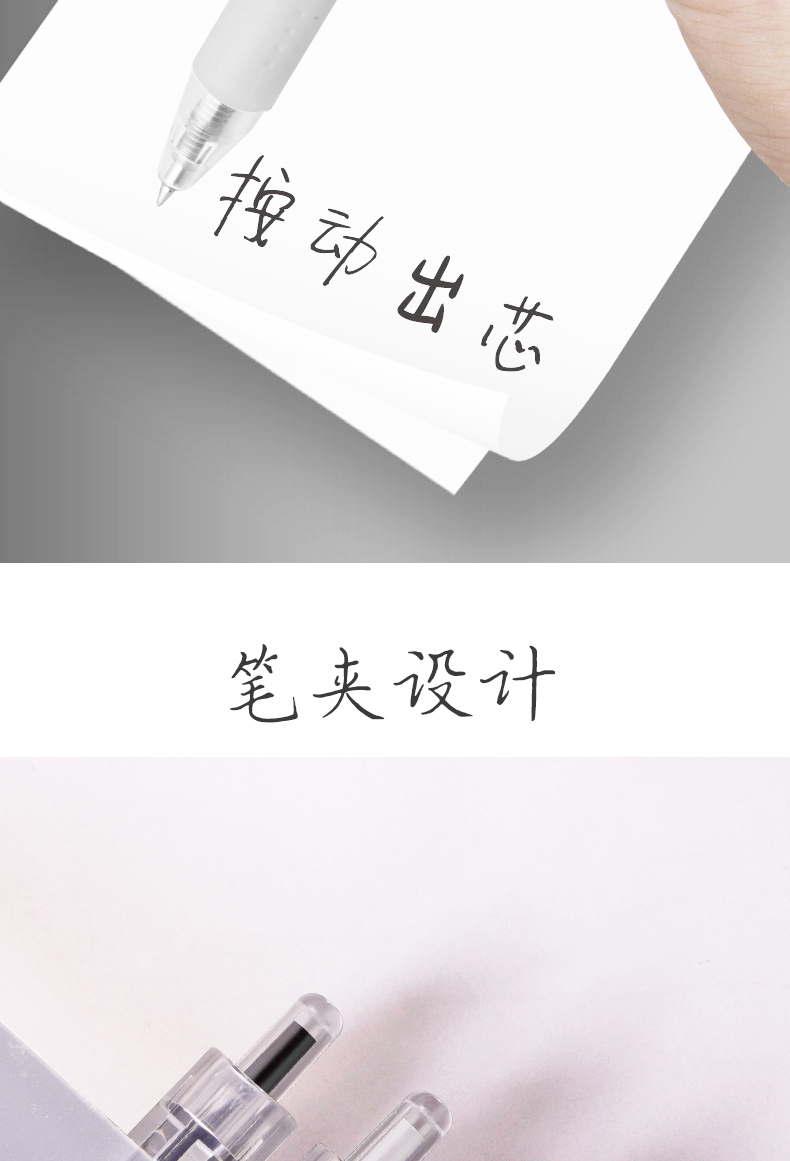 白雪(snowhite)G-302按动中性笔 速干签字笔0.5mm子弹头办公文具 红色12支/盒