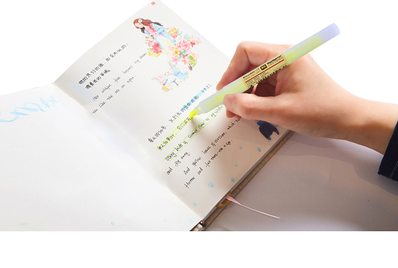 白雪(snowhite)PB-61荧光笔学生用柔色系记号笔彩色重点标记笔小清新多色彩笔橙色10支装