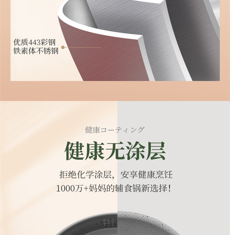 神田原装进口不锈钢锅家用炒锅汤锅泡面锅 幻彩系列 18cm-金芒黄套装（210000845）