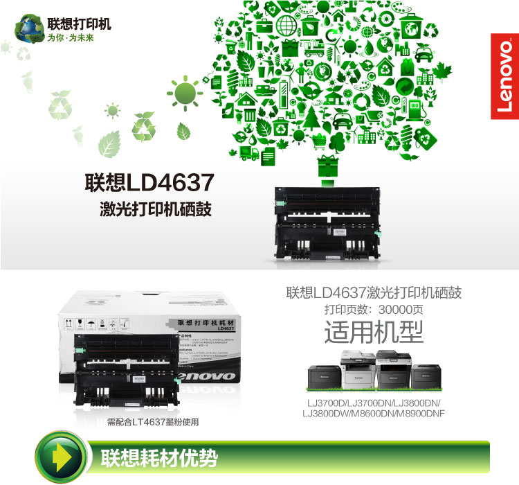 联想（Lenovo）LD4637硒鼓 （适用于LJ3700D/LJ3700DN/LJ3800DN/LJ3800DW/M8600DN/M8900DNF）
