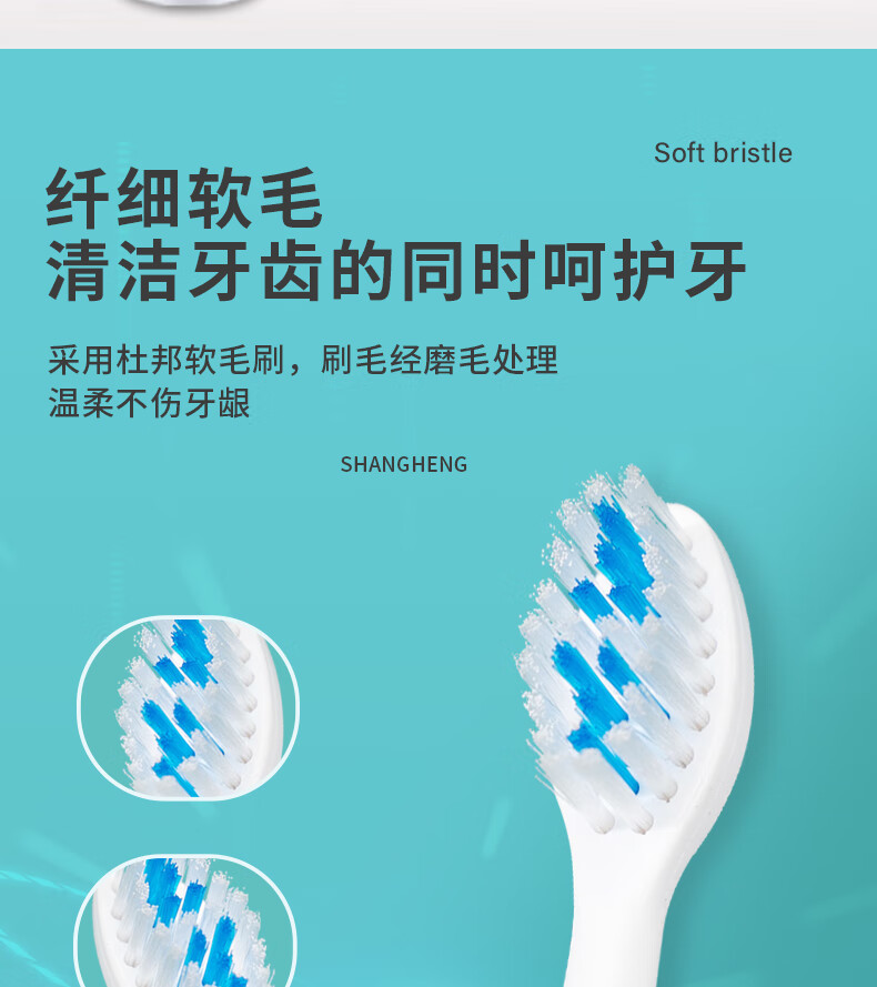 上亨（shangheng）电动牙刷成人声波震动牙刷磁悬马达杜邦刷毛全机身防水男女通用情侣款全自动蓝SHZH-002