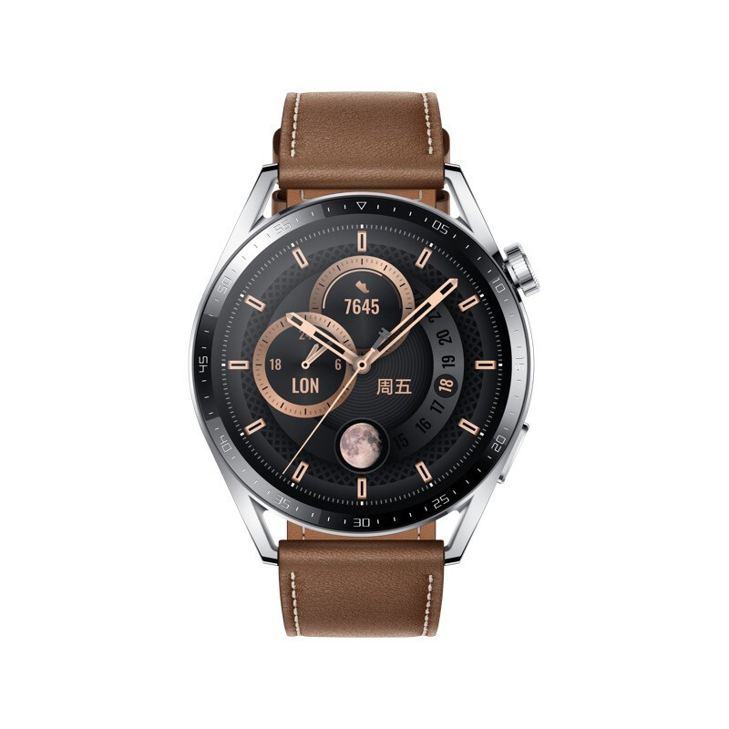 华为HUAWEI WATCH GT3 华为手表 运动智能手表 /蓝牙通话/血氧检测 时尚款 46mm 钢色+咖色