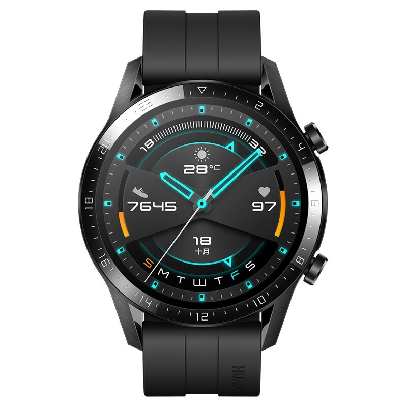 HUAWEI WATCH GT2 华为手表 运动智能手表 /蓝牙通话/血氧检测/麒麟芯片 华为gt2 46mm 曜石黑